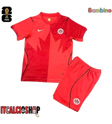 Canada Prima Maglia Bambino Mondiali 2026 Manica Corta (+ Pantaloni corti)
